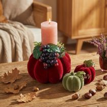 Article Set de 3 petites citrouilles décoratives en velours – Couleurs d’automne – 9,5 cm
