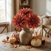 Article Dahlia artificielle rot-brun Ø15 cm L28 cm - Lot de 3