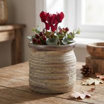 Article Cache-pot déco en céramique gris métallique et brun 14×14 cm