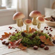 Article Duo de Champignons Décoratifs sur Tiges – Set de 8 en Tons Marron