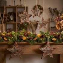 Article Étoiles décoratives à suspendre en écorce de pin - Lot de 4 - 15 cm