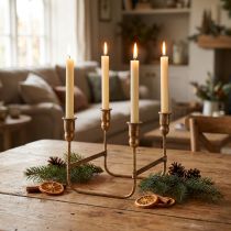Article Chandelier doré antik pour 4 bougies - 18×18 cm, H 16,5 cm