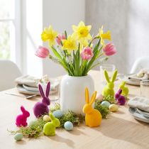 Article Figurines Lapins Miniatures Colorés Flockés 6 cm – Lot de 12