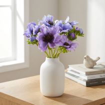 Article Kunstblumenstrauß Anémones Violet et Bleu L28cm