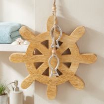Article Décoration barre de navire en bois avec poissons argentés - 21,5 cm