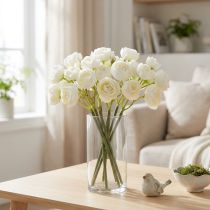 Article Bouquet de renoncules artificielles blanches – Décoration durable 32 cm