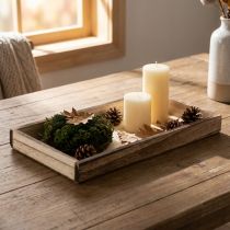Article Plateau rectangulaire en bois 30x15x3cm 4 pièces pour décoration et organisation