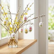 Article Œufs décoratifs à suspendre avec motifs floraux - Lot de 12