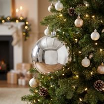 Article Boule de Noël argentée en plastique Ø14 cm
