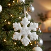 Article Flocon de Neige Suspendu en Plastique Blanc 15 cm