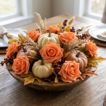 Article Roses artificielles en mousse orange Ø7,5 cm avec tiges flexibles – Lot de 18