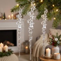 Article Lot de 3 décorations glaçons transparents 25 cm