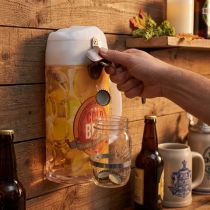 Article Décapsuleur mural en bois avec récipient en verre – Décoration et pratique