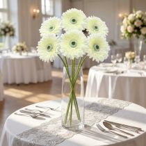 Article Lot de 6 gerberas artificiels blancs avec tige 62 cm