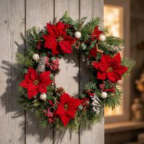 Article Lot de 6 poinsettias rouges artificiels en tissu - Décoration de Noël