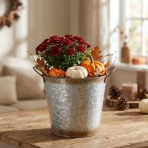 Article Pot décoratif en métal avec poignées, effet rouille, Ø17cm H16,5cm