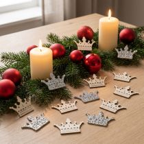 Article Décorations en forme de couronne en bois avec paillettes, 4 cm, lot de 72