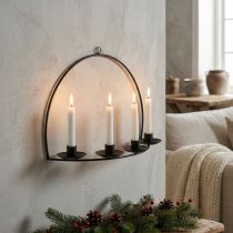 Article Chandelier mural noir en métal pour 4 bougies, 35×24 cm