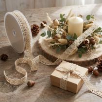 Article Ruban décoratif en dentelle beige 16 mm x 20 m – 100 % coton