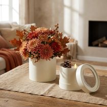 Article Boîtes rondes pour fleurs en carton crème avec couvercle Ø10/12 cm - Lot de 2