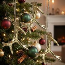Article Pendentif de Noël décoration bois décorations d'arbre or 7,5 cm 6 pcs