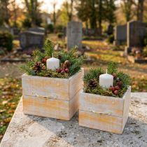 Article Lot de 2 jardinières carrées en bois avec poignées - Orange et Blanc