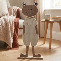 Article Figurine grenouille en feutre avec salopette beige 51,5 cm