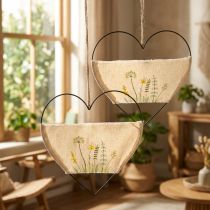 Article Lot de 2 cœurs décoratifs en métal à suspendre avec motif herbes sauvages, 31,5 cm