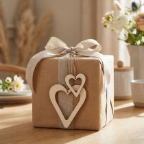 Article Cœurs en bois à suspendre déco naturelle - Lot de 16, tailles assorties