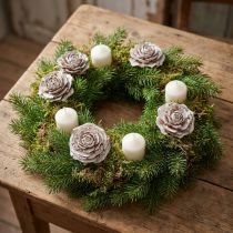 Article Cônes de cèdre en forme de rose 4-6 cm blanc/naturel - Lot de 50