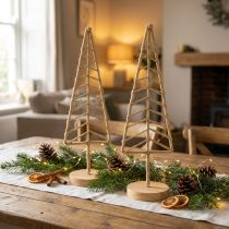Article Sapins décoratifs en métal et bois avec fibres naturelles 39 cm - Lot de 2