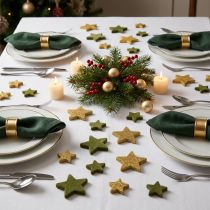 Article Étoiles Décoratives Vertes et Dorées en Glitter – Lot de 40 – Décoration de Table Noël 4 et 5 cm