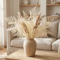 Article Fougère artificielle blanchie - Lot de 2 bouquets de 6 brins, 34 cm