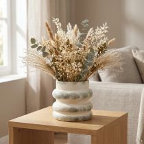 Article Cache-pot décoratif en céramique crème et vert gris 16×16cm