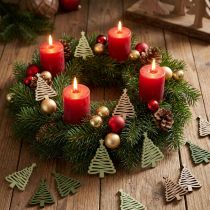 Article Décorations en bois Noël Sapins avec Étoile 3x4,5 cm - Set de 72