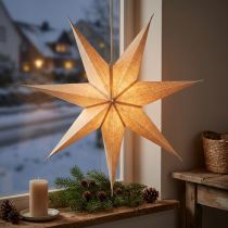 Article Étoile en papier éclairée en jute naturelle pour Noël - 60 cm