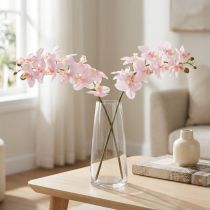 Article Orchidées Artificielles Rose Clair 58 cm avec Effet Real Touch (Lot de 2)
