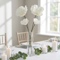 Article Fleurs Décoratives en Mousse Blanche - 85 cm - Lot de 2