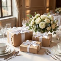 Article Ruban cadeau, ruban décoratif, blanc, 50 m, différentes tailles