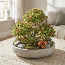 Article Mini succulente artificielle verte avec tige H23 cm