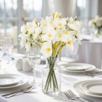 Article Branche de narcisses artificiels blanches avec accents jaunes 33 cm - Lot de 6