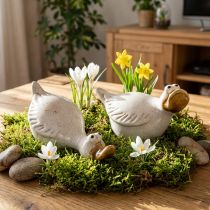 Article Set de 2 figurines décoratives canards en céramique blanche 13 cm