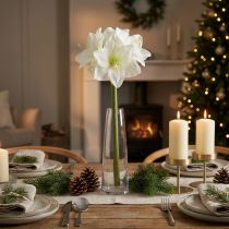 Article Kunstblume Amaryllis blanche avec tige 50 cm pour Noël et l'Avent