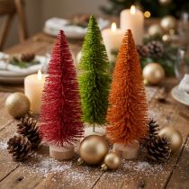 Article Kits d'Arbres de Noël Décoratifs 31 cm Vert Rouge Orange Lot de 3