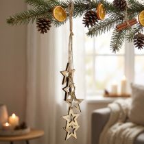 Article Décoration suspendue étoilée en bois 50 cm – Naturel