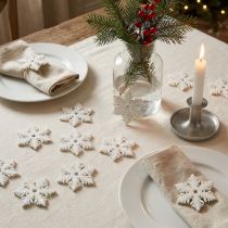 Article Flocons de neige en bois blanc avec paillettes - 4 cm - Lot de 72