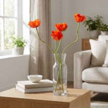 Article Coquelicots artificiels orange 58 à 74 cm – Lot de 3 tiges décoratives