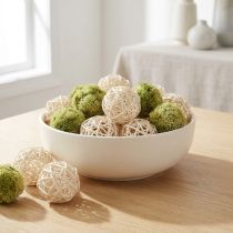 Article Boules décoratives en rotin blanchies Ø4 cm - Lot de 24