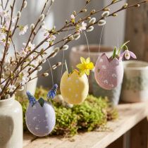 Article Œufs à Suspendre en Plastique Jaune, Rose et Violet - Lot de 6 Pièces, Décoration de Pâques