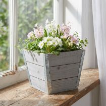 Article Cache-pot en bois shabby chic gris 19 x 19 x 15,5 cm